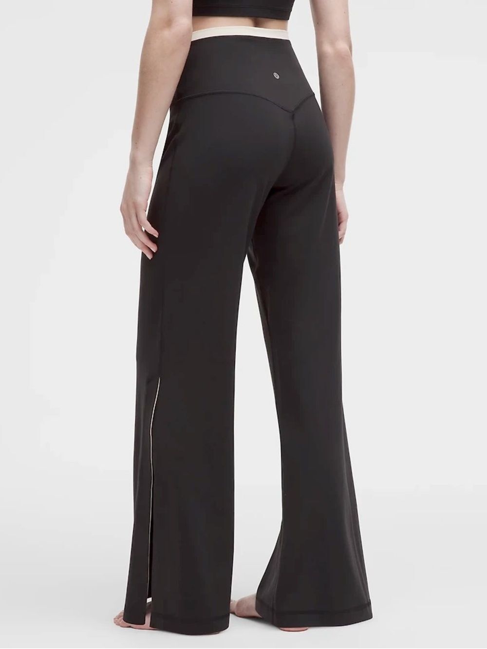 lululemon Align Side-Slit SHR Black Wide-Leg Yoga Pant Ivory Waistband 6 - Picture 2 of 11